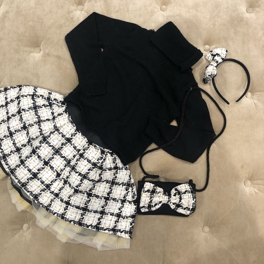 Girls sweater skirt headband and purse set size 6